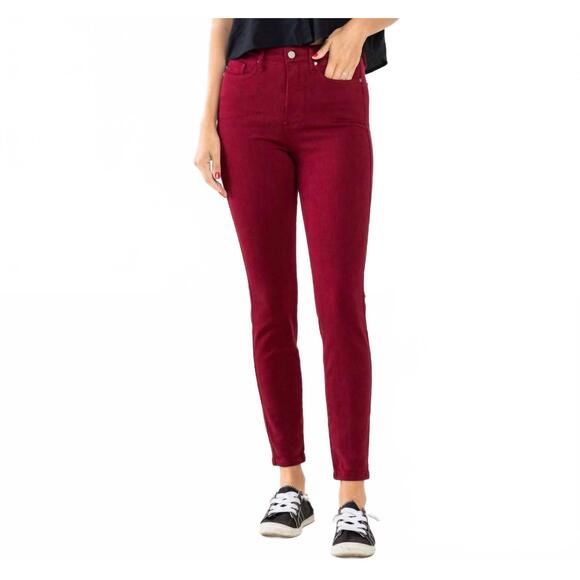 JUDY BLUE Denim - NEW JUDY BLUE high waist tummy control garment dyed skinny jeans in red
